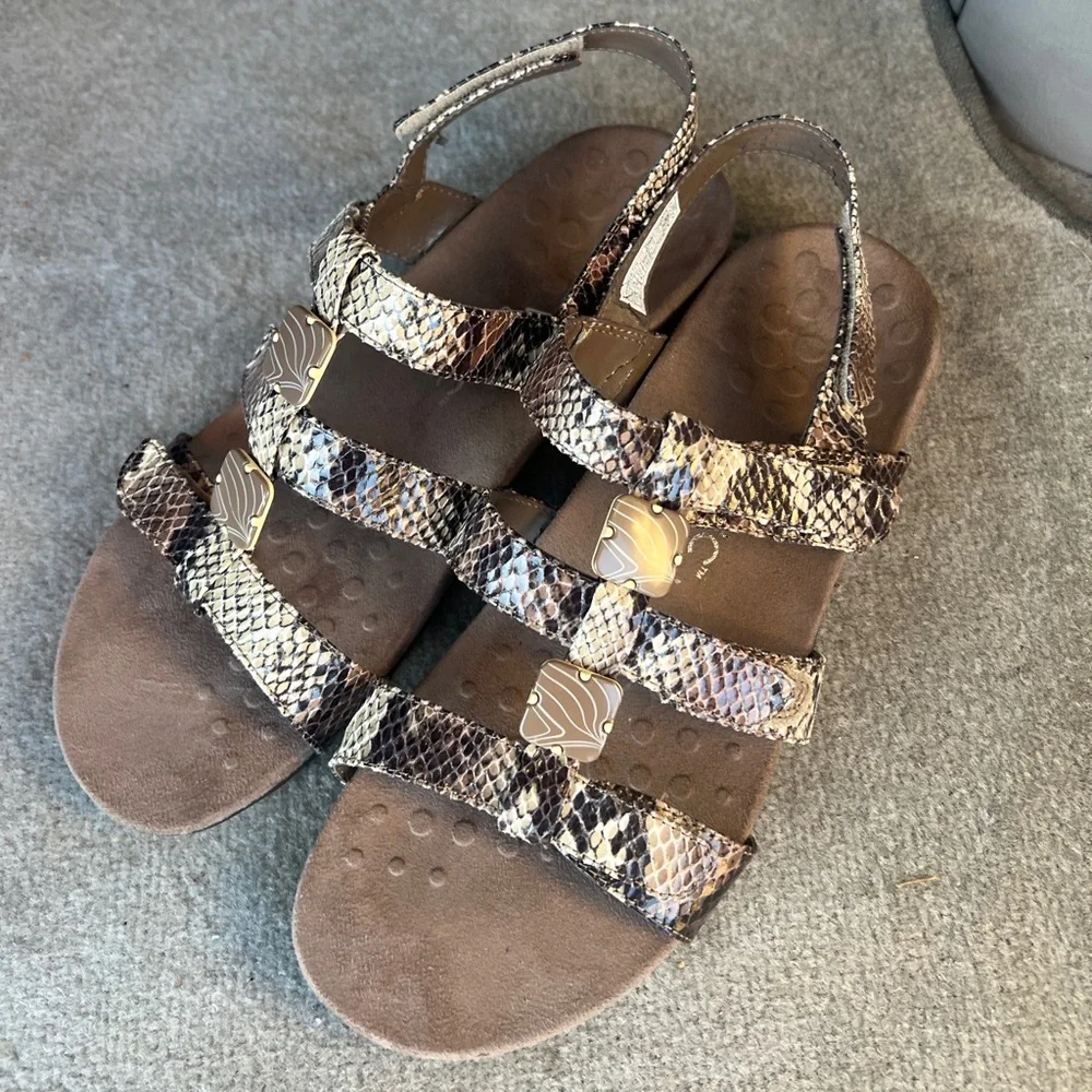 Vionic Snakeskin amber Multi-Strap Sandals - Picture 1 of 9